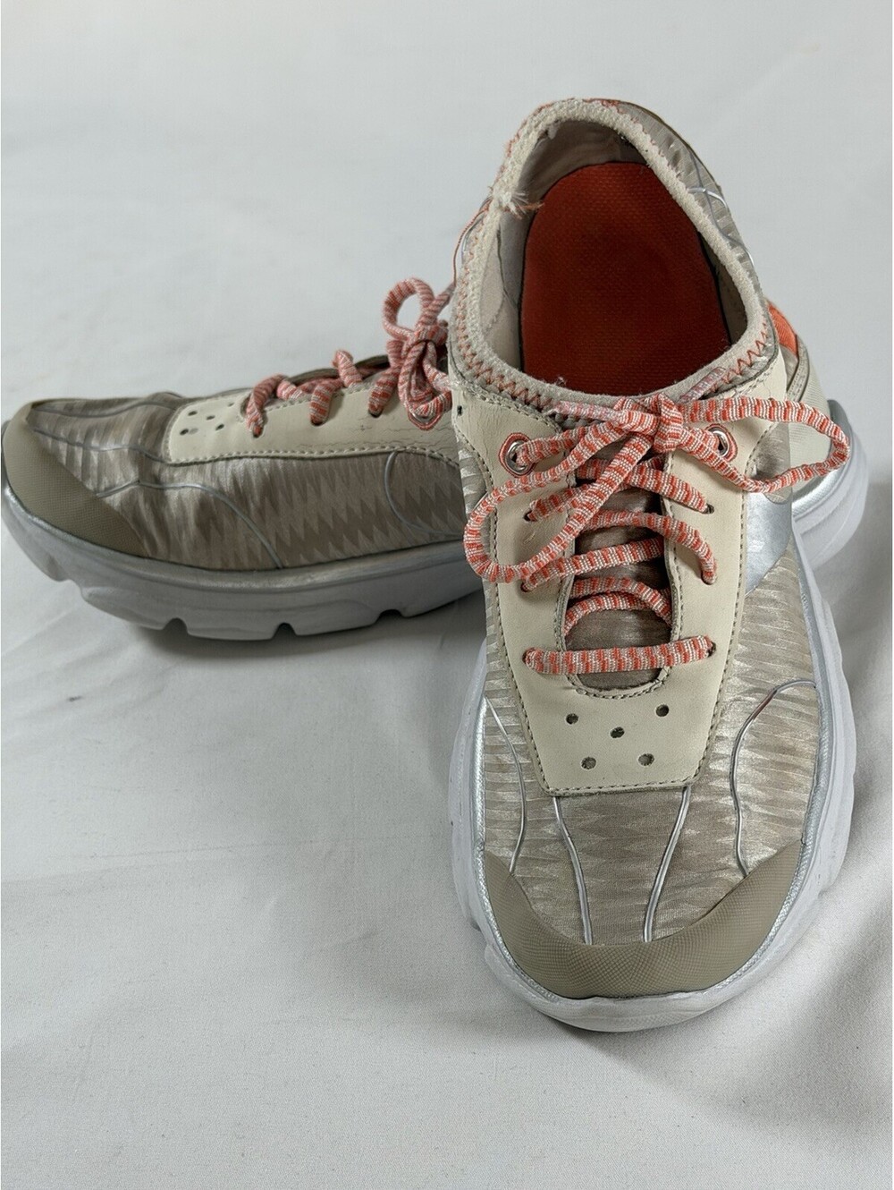 Bzees Women's Lightweight Comfort Sneakers Beige/Orange
